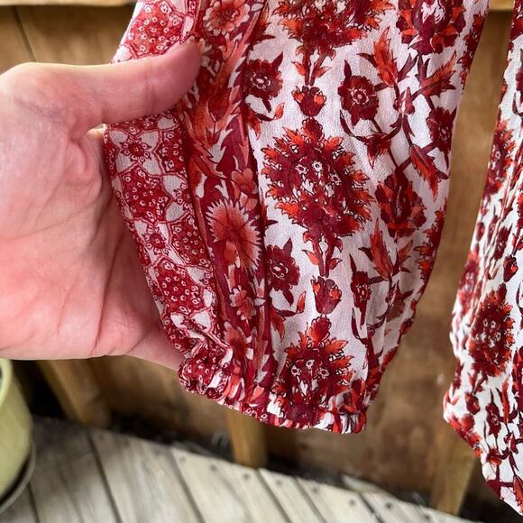 Joie Women's Auberon B Print Silk Top In Coral Rose Size M - Picture 8 of 10